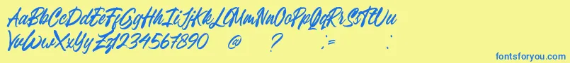 Breavenheart Font Free-Schriftart – Blaue Schriften auf gelbem Hintergrund