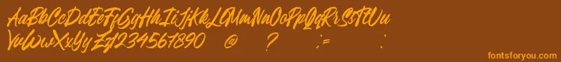 Weitere Informationen zur Breavenheart Font Free-Schriftart Breavenheart Font Free-Schriftart – Orangefarbene Schriften auf braunem Hintergrund