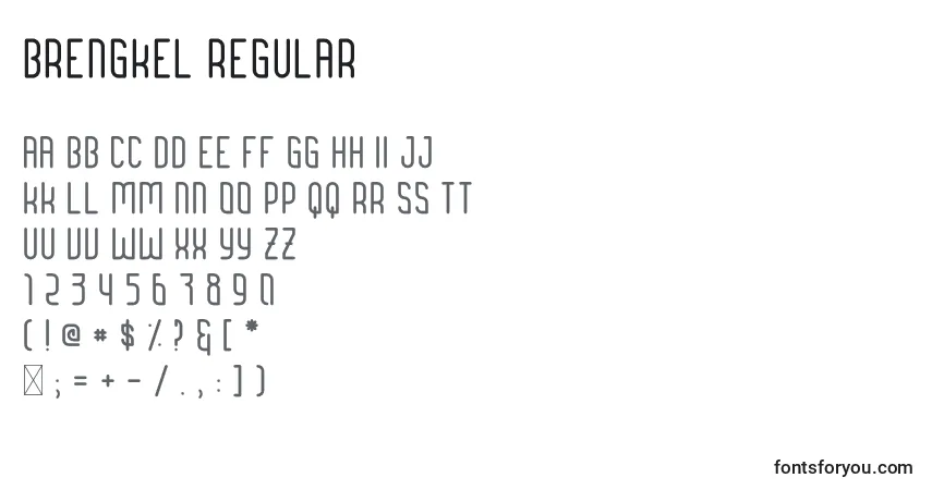 Шрифт Brengkel Regular – алфавит, цифры, специальные символы