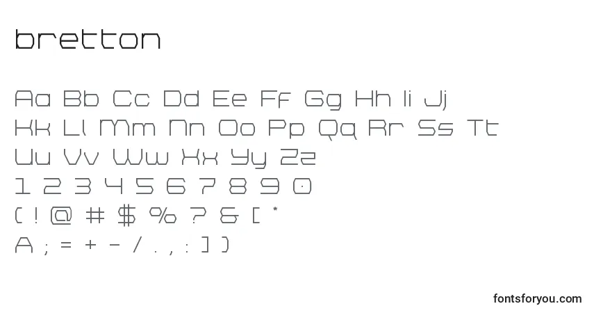 Schriftart Bretton – Alphabet, Zahlen, spezielle Symbole