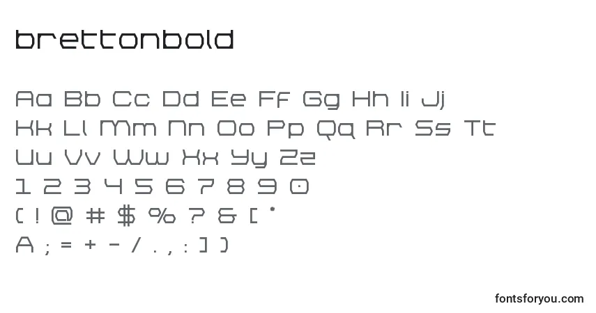 Schriftart Brettonbold – Alphabet, Zahlen, spezielle Symbole