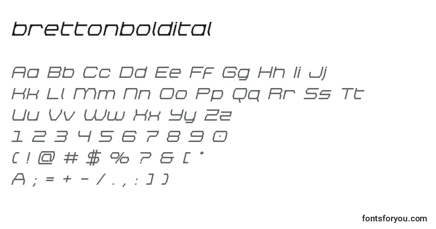 Brettonboldital-fontti – aakkoset, numerot, erikoismerkit