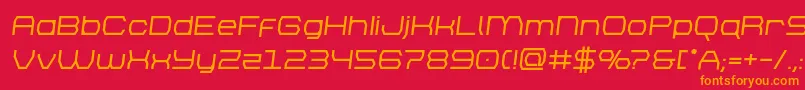 brettonboldsemital-Schriftart – Orangefarbene Schriften auf rotem Hintergrund
