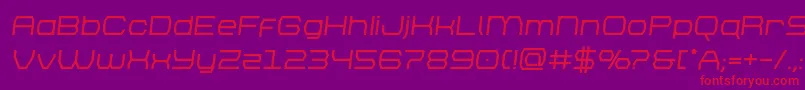 フォントbrettonboldsemital – 紫の背景に赤い文字
