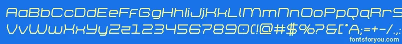 Шрифт brettonboldsemital – жёлтые шрифты на синем фоне