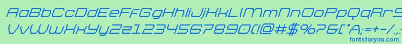 フォントbrettonboldsuperital – 青い文字は緑の背景です。