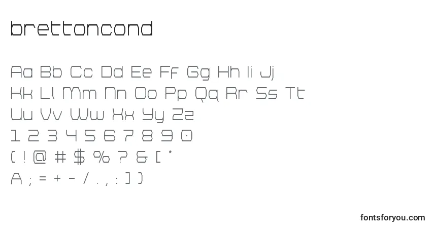 Шрифт Brettoncond – алфавит, цифры, специальные символы