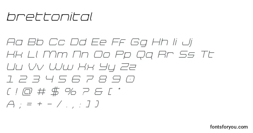 Czcionka Brettonital – alfabet, cyfry, specjalne znaki