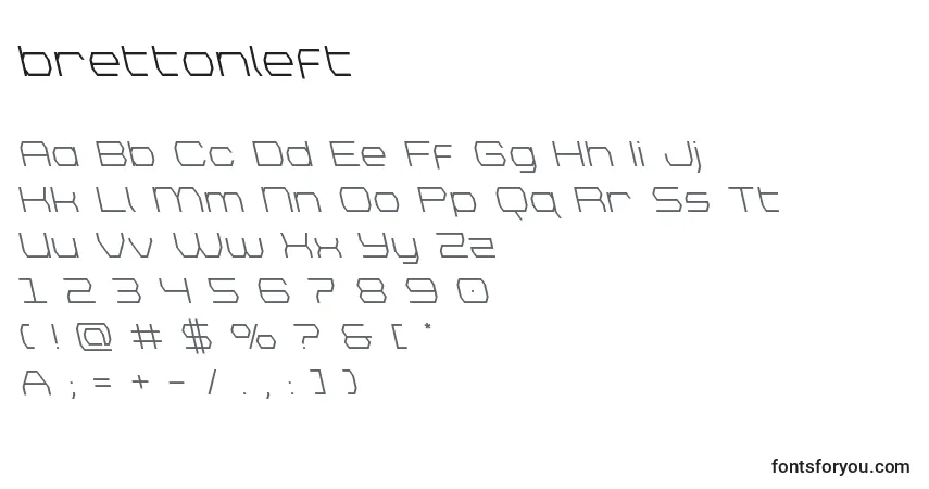 Czcionka Brettonleft – alfabet, cyfry, specjalne znaki