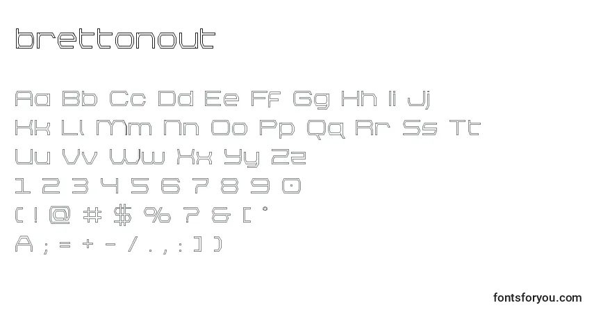 Czcionka Brettonout – alfabet, cyfry, specjalne znaki