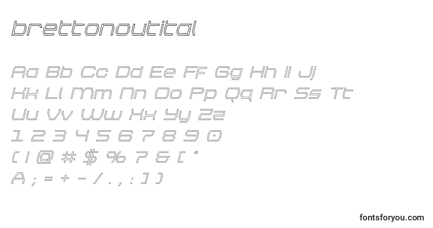 Schriftart Brettonoutital – Alphabet, Zahlen, spezielle Symbole
