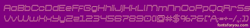 brettonoutsemital-Schriftart – Gelbe Schriften auf violettem Hintergrund