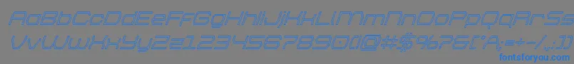 フォントbrettonoutsuperital – 灰色の背景に青い文字