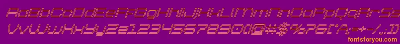 フォントbrettonoutsuperital – 紫色の背景にオレンジのフォント