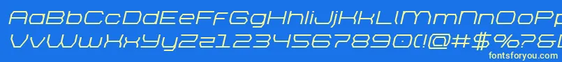 brettonsemiboldexpandital Font – Yellow Fonts on Blue Background