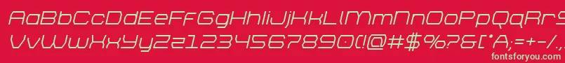 フォントbrettonsemiboldital – 赤い背景に緑の文字