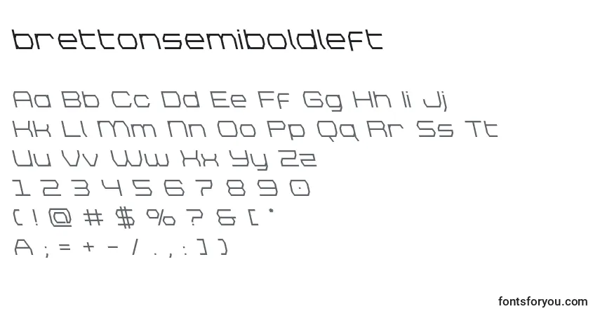 Czcionka Brettonsemiboldleft – alfabet, cyfry, specjalne znaki