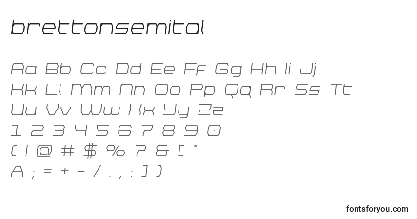 Schriftart Brettonsemital – Alphabet, Zahlen, spezielle Symbole