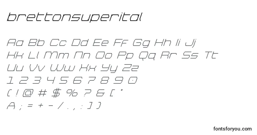 Schriftart Brettonsuperital – Alphabet, Zahlen, spezielle Symbole