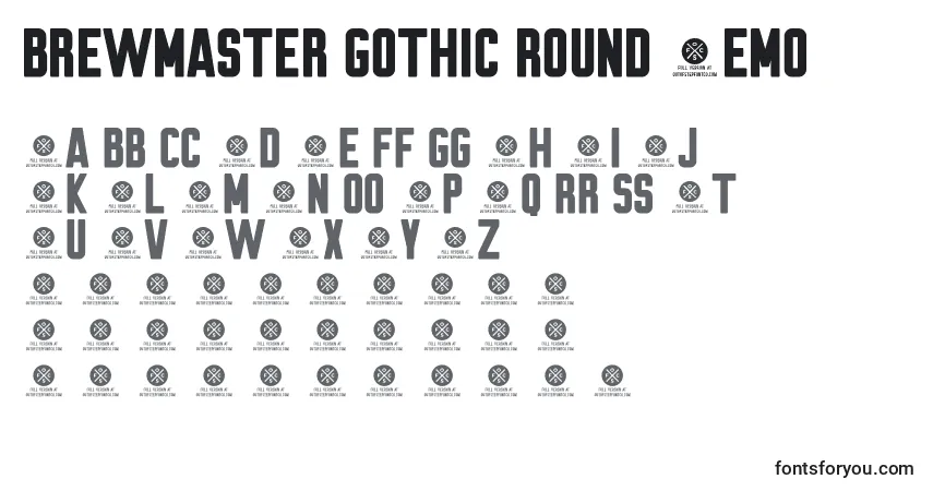 Schriftart Brewmaster Gothic Round Demo – Alphabet, Zahlen, spezielle Symbole