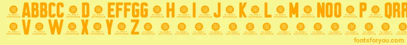 Brewmaster Gothic Round Demo Font – Orange Fonts on Yellow Background