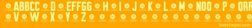 Lisätietoja Brewmaster Gothic Round Demo-fontista Brewmaster Gothic Round Demo-fontti – keltaiset fontit oranssilla taustalla