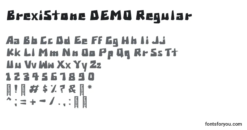 Czcionka BrexiStone DEMO Regular – alfabet, cyfry, specjalne znaki