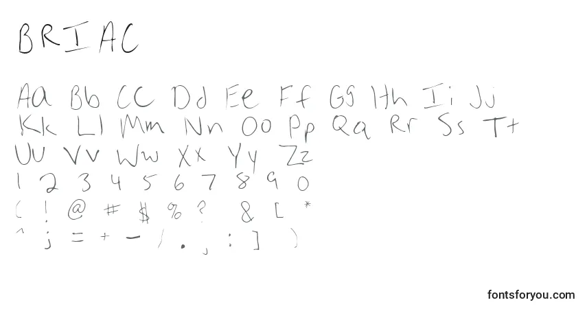 Schriftart BRIAC    (122096) – Alphabet, Zahlen, spezielle Symbole