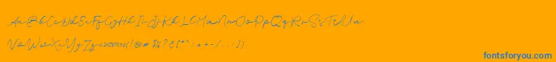 Brian Strait personal use-Schriftart – Blaue Schriften auf orangefarbenem Hintergrund