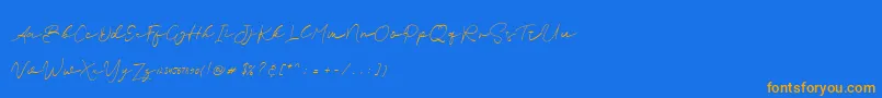 Brian Strait personal use-Schriftart – Orangefarbene Schriften auf blauem Hintergrund