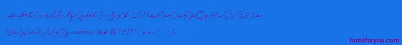 Brian Strait personal use-Schriftart – Violette Schriften auf blauem Hintergrund