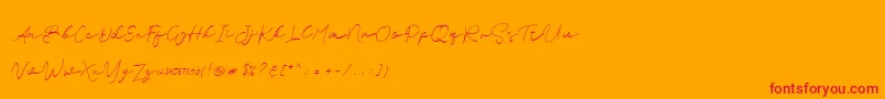 Brian Strait personal use-Schriftart – Rote Schriften auf orangefarbenem Hintergrund