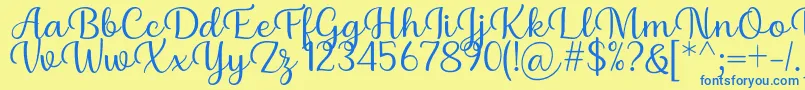 Briany Font Regular by Andrian 7NTypes-fontti – siniset fontit keltaisella taustalla