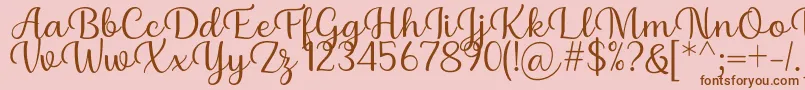 Czcionka Briany Font Regular by Andrian 7NTypes – brązowe czcionki na różowym tle