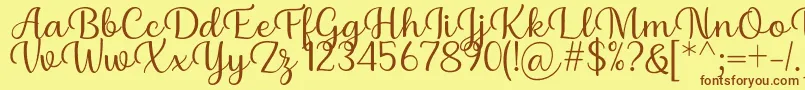 fuente Briany Font Regular by Andrian 7NTypes – Fuentes Marrones Sobre Fondo Amarillo