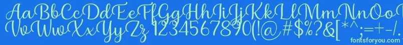 Briany Font Regular by Andrian 7NTypes Font – Green Fonts on Blue Background