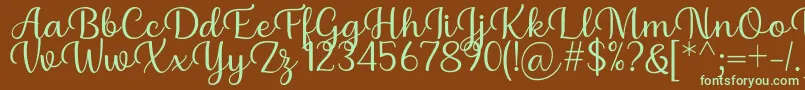 Fonte Briany Font Regular by Andrian 7NTypes – fontes verdes em um fundo marrom