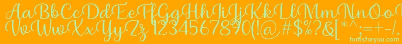 Briany Font Regular by Andrian 7NTypes-Schriftart – Grüne Schriften auf orangefarbenem Hintergrund