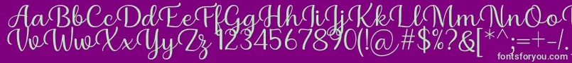 Czcionka Briany Font Regular by Andrian 7NTypes – zielone czcionki na fioletowym tle