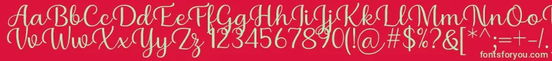 Fonte Briany Font Regular by Andrian 7NTypes – fontes verdes em um fundo vermelho