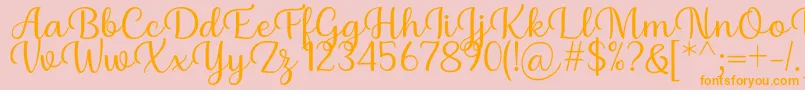 Briany Font Regular by Andrian 7NTypes-fontti – oranssit fontit vaaleanpunaisella taustalla