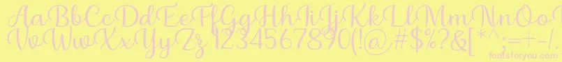 Fonte Briany Font Regular by Andrian 7NTypes – fontes rosa em um fundo amarelo