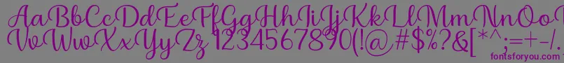 Czcionka Briany Font Regular by Andrian 7NTypes – fioletowe czcionki na szarym tle