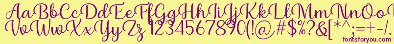 Briany Font Regular by Andrian 7NTypes-Schriftart – Violette Schriften auf gelbem Hintergrund