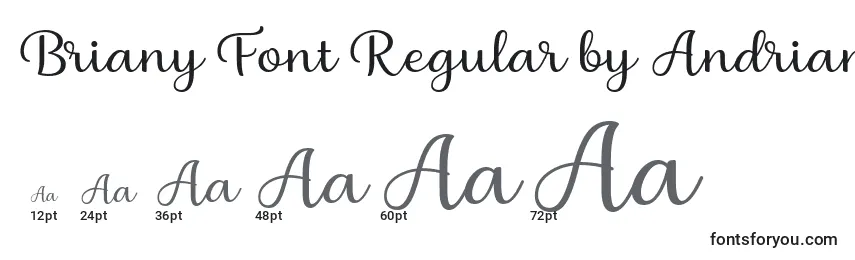 Размеры шрифта Briany Font Regular by Andrian 7NTypes