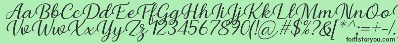 フォントBriany Font Regular Italic by Andrian 7NTypes – 緑の背景に黒い文字