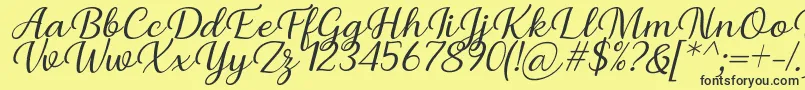 Czcionka Briany Font Regular Italic by Andrian 7NTypes – czarne czcionki na żółtym tle