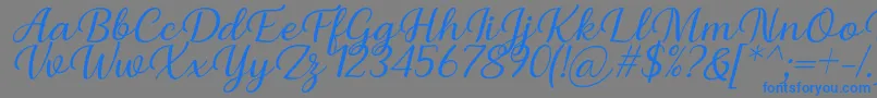 Czcionka Briany Font Regular Italic by Andrian 7NTypes – niebieskie czcionki na szarym tle