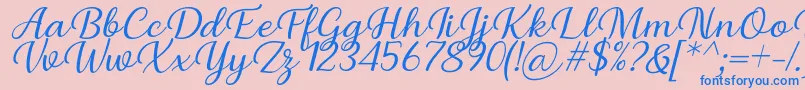 Шрифт Briany Font Regular Italic by Andrian 7NTypes – синие шрифты на розовом фоне