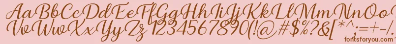 フォントBriany Font Regular Italic by Andrian 7NTypes – ピンクの背景に茶色のフォント